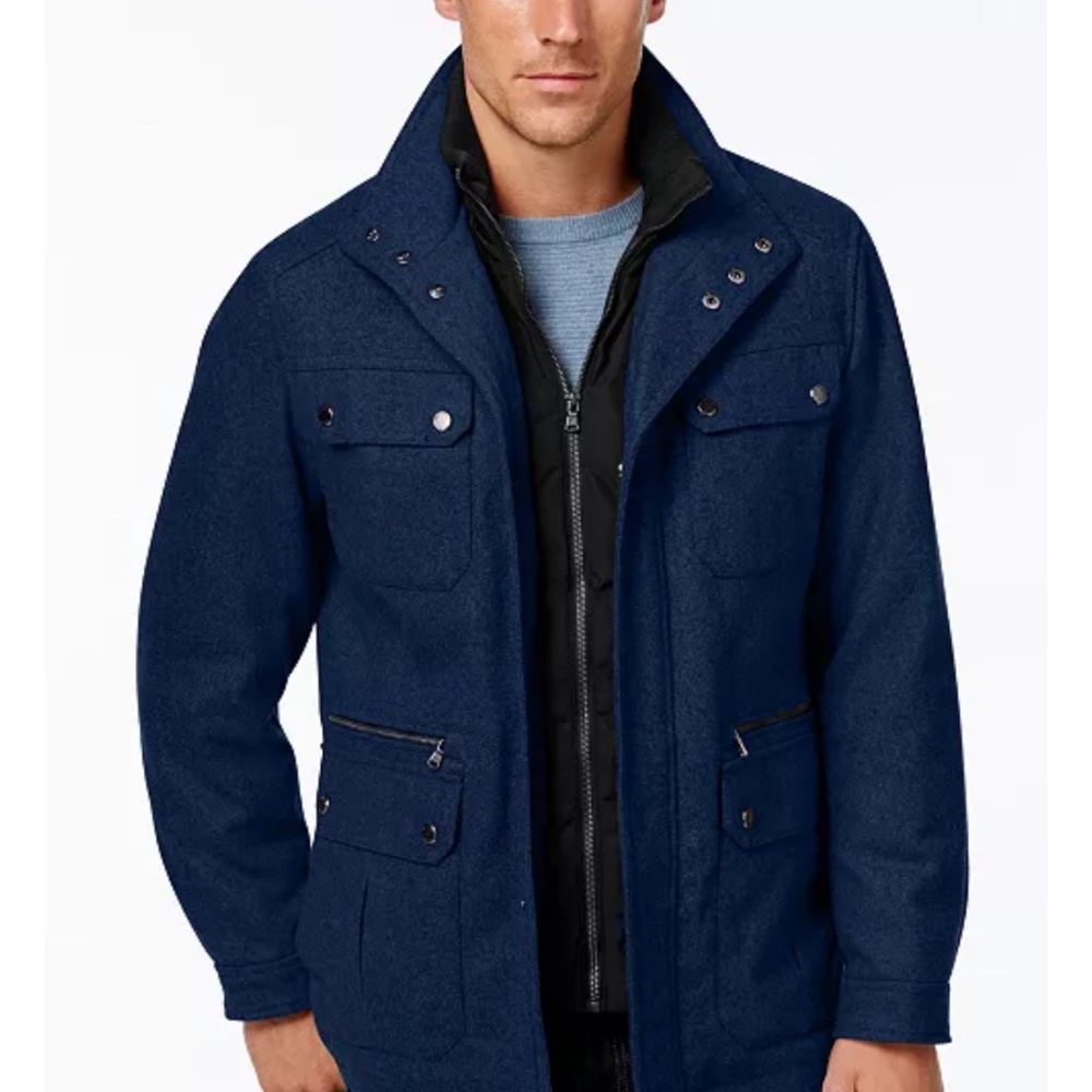 Michael kors xl men’s navy wool blend coat